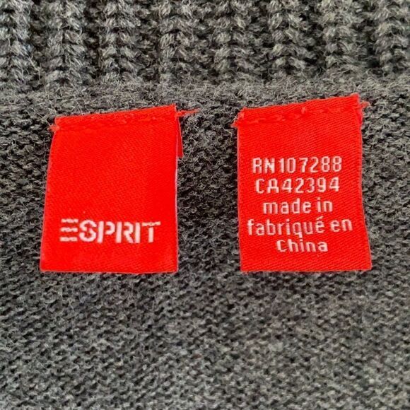 𝅺women’s Esprit shawl collar grey sweater knit cotton Size L - Picture 3 of 5